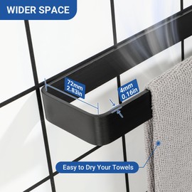 SAYAYO Matte Black Hand Towel Holder for Bathroom Wall, 10 Inch Self Adhesive Towel Bar Hand Towel Rack Square Heavy Duty