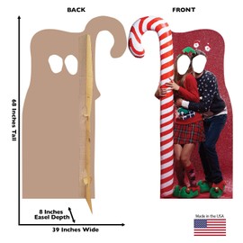 Cardboard People Ugly Christmas Sweater with Candy Cane Life Size Cardboard Cutout Stand-in