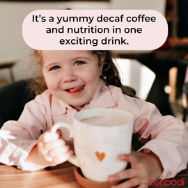 Zenbean Kids Cafe - Sugar Free Coffee & Nutrition, 99.9% Caffeine-Free, 12 Vitamins & Minerals (Calcium, Magnesium, Iron, & More), 3.4g Prebiotic Fiber, Original Latte Flavor, Makes 30 Servings
