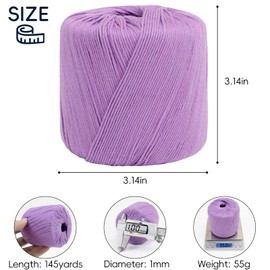 CAMAL Knitting Yarn, Amigurumi Cotton Yarn, Cotton Yarn 1mm x 145 Yards, 8-Ply Cotton Yarn for Knitting, Crocheting Christmas Ornaments, Amigurumi, Doily, Shawlplacemats, Dresses, Hats (Blue)
