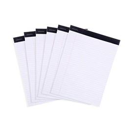 Mintra Office Legal Pads - ((BASIC WHITE 6pk, 8.5in x 11in, WIDE RULED)) - 50 Sheets per Notepad, Micro perforated Writing Pad, Notebook Paper for School, College, Office, Business