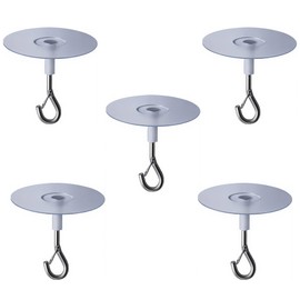 HCTCPALS 5-Pack Heavy Duty Adhesive Ceiling Hooks – No Drill, Strong Sticky Hangers for Fans, Plants, Lights & Decor – Secure Safety Lock, Waterproof for Kitchen, Bathroom, Office & Textured Ceilings