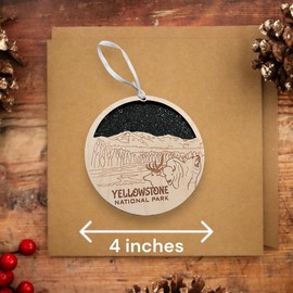 Yellowstone National Park Ornament Wooden Souvenir Christmas Tree Decoration with Yellowstone Lansdscape