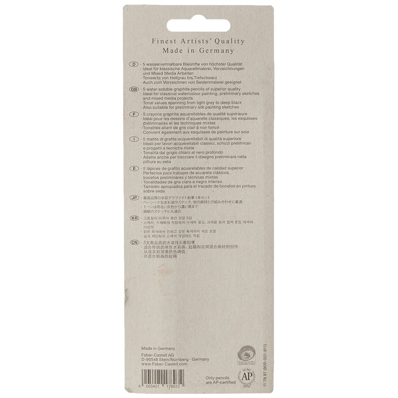Faber Castell Graphite Aquarelle 5 Grades Pencils with Brush