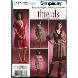 Simplicity Sewing Pattern 4072 Misses' Pullover Dress With Bodice, Skirt and Trim Variations Sizes 16, 18, 20, 22, 24