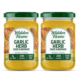 Walden Farms Garlic Herb Sauce – Zero Calorie, Sugar Free, Keto & No Carb Savory Sauce for Pasta, Veggies, Chicken & More – 2-Pack, 12 oz Bottles