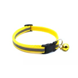Unbranded  Adjustable Reflective Nylon Cat Collar Bell For kitten Small Dog Puppy Pet  - Yellow