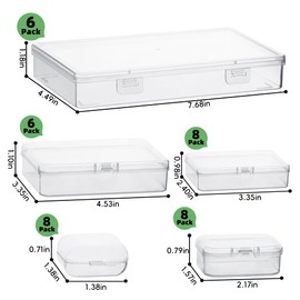 RUITENG 36Pcs Mixed Sizes Plastic Rectangular Small Storage Containers Clear Empty Mini Organizer with Hinged Lid for Small Tiny Items, Beads Boxes for Art Craft Jewelry Projects