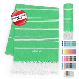 LeStoff Premium Hammam Towel - 100% Organic Cotton - Prewashed, Sustainable, Absorbent & Quick Drying - Beach, Bath, Shower, Yoga, Spa & Travel Towel (95 x 180 cm, Grass)