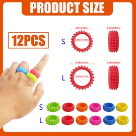 12 Stück Fidget Toy Sensory Ringe Set für Kinder und Erwachsene, Stressabbau Spielzeug, Akupressur Ringe für Autismus und Angstzustände, Bunte Silikon Fidget Ringe, Anti Stress Spielzeug