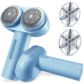 TORRAS Fabric Shaver, Dual-head Lint Remover, [Largest Capacity & Longest Durability] Rechargeable Lint Shavers to Remove Pilling, Sweater Shaver, Electric Shaver for Clothes Couch Furniture, Sky Blue