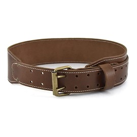 Style n Craft - 3" Wide Tapered Full-Grain Leather Work Belt, Durable and Rugged Belt, Dark Tan (98437)