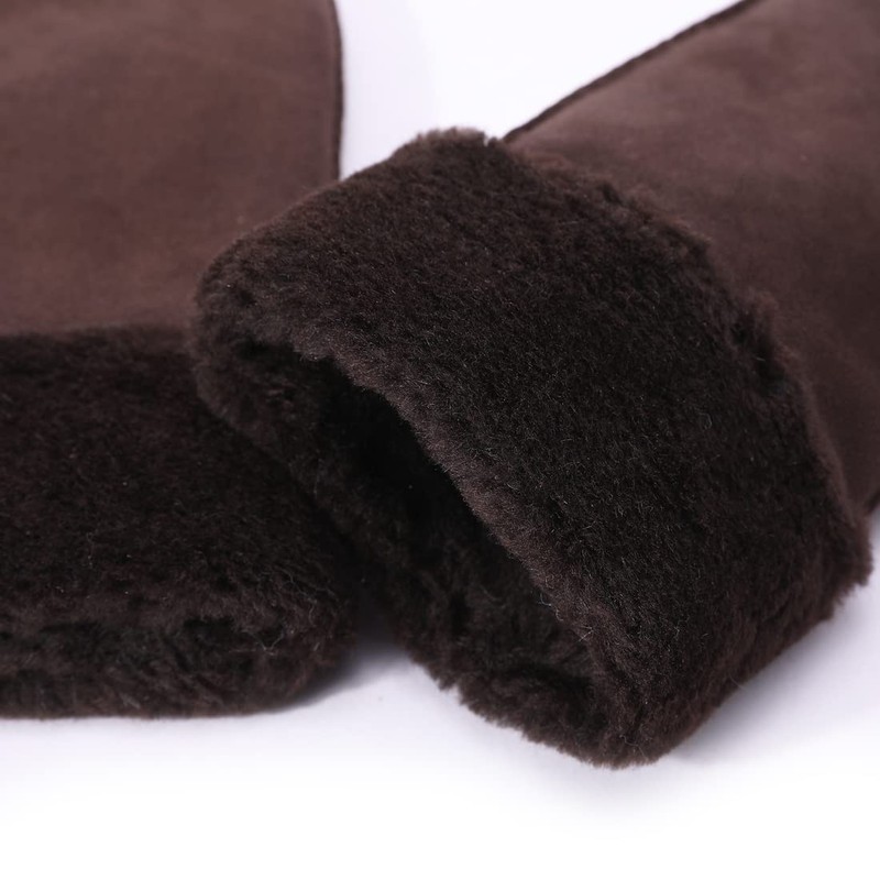 Harssidanzar Winter Mitten Gloves,Mens Sheepskin Shearling Heated Warm Furry Cuff
