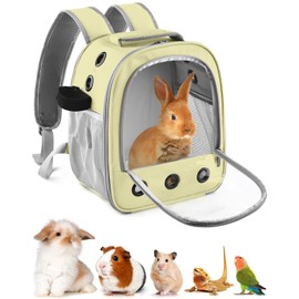 DBNESS Guinea Pig Carrier Backpack,Portable Rabbit Travel Carring Bag for Pet Bunny Sugar Chinchilla Gerbil Bearded Dragon Hamster Parrot Outgoing Pouch Case with Water Bottle Holder & Detachable Pad