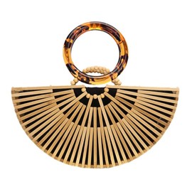 VAKAER Women Bamboo Purse Summer Beach Tote Bags Handmade Handbag with Inner bag, Bamboo, Large