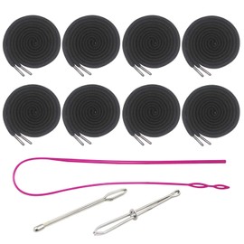 8 cordones de repuesto con enhebradores fáciles de enhebrar para pantalones cortos, pantalones, chaquetas, abrigos (negro)