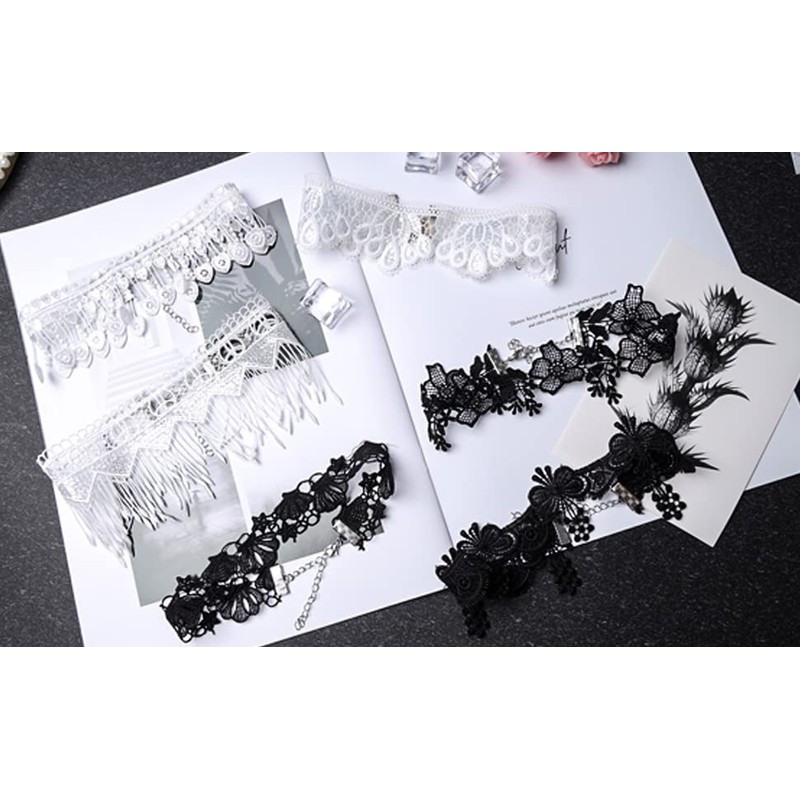 JJDreams P6cs Lace Choker Black Choker White Choker Collar Women's
