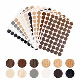 648 Pieces Screw Hole Covers Stickers Wood Stickers for Furniture PVC Adhesive Screw Cover Caps for Wall Cabinet Desk Self-Adhesive Screws Hole Sticker 21mm Dustproof Wood Textured Sticker (12 Colors)
