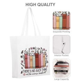 TAOVEEK 3PCS Book Lover Gift Set - 16oz Drinking Glass with Lid & Straw, Tote Bag & Makeup Bag - Ideal Teacher Appreciation, Readers & Librarians Gift Set - Reusable Grocery Bags for Women
