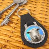 Giftshop UK Sheep Leather Keyring, Black leather and silver metal