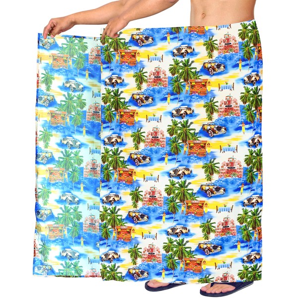 LA LEELA Traje de baño de playa para hombre, estilo casual, estampado, 78 x 39 pulgadas, azul_V922
