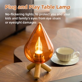 Monikessy Small Glass Table Lamp, Modern Red Raindrops Glass Tripod Bedside Lamp, Minimalist Nightstand Lamp LED Decorative Desk Lamp with Plug-in Style for Bedroom Living Room Tabletop