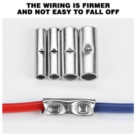 200Pcs Non-Insulated Butt Connectors Uninsulated Butt Crimps Non Insulated Wire Ferrules 22-18AWG 16-14AWG 12-10AWG with a Storage Box for DIY Electrical Splicing