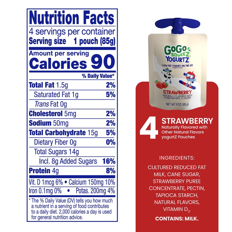 GoGo SqueeZ YogurtZ Strawberry, Kids Snacks Made from Real Yogurt