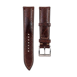 Handmade Ostrich Leg Skin Leather Watch Band Strap - Quick Release - Luxury Replacement Watchband for Men Women (Black, Navy, Brown, Grey) - Sizes 18mm, 19mm, 20mm, 21mm, 22mm (16mm, 18mm Taper) | CHIIIVN (Brown, 20-18 (mm))