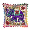 Original Kikan Floral Suzani Elephant Cushion Cover with Pom Poms