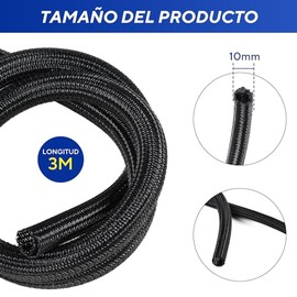 Organizador de Cables Cubre Cables Manguito de Gestión de Cable Auto Cierre Recoge Cables,Protector de Cables Escritorio,Esconder Cables,Protector Cable Negro (3mx10mm Negro)