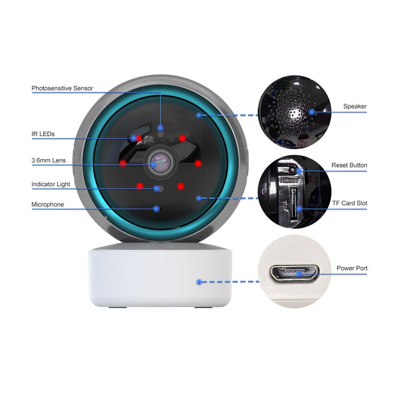 WiFi Smart Camera Wireless Indoor 360 Degree 1080P Night Viewing