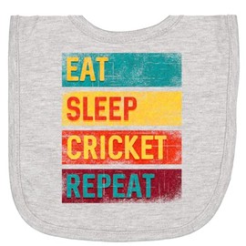 inktastic Cricket Sports Eat Sleep Cricket Repeat Newborn Bib Heather Grey 33954