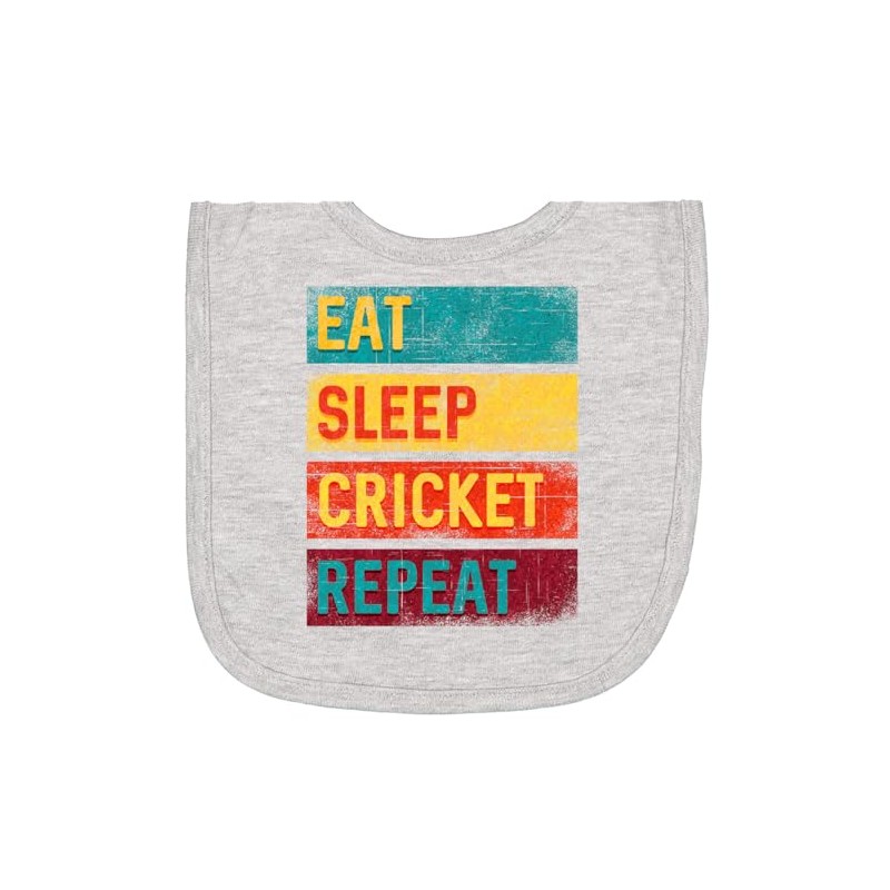 inktastic Cricket Sports Eat Sleep Cricket Repeat Newborn Bib Heather