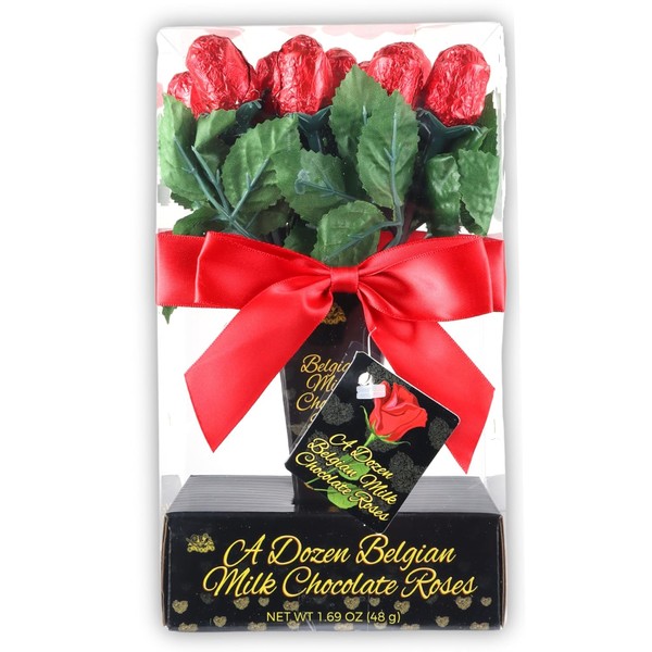 Chocolate Roses Valentine's Day Belgian Milk Chocolate Rose Bouquet, One