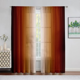 Burnt Orange Curtains 84 Inch Length for Living Room 2 Panel Set Burnt Orange and Black White Window Treatment Curtains Rust Orange Ombre Gradient Light Filtering Curtains Modern Abstract Drapes