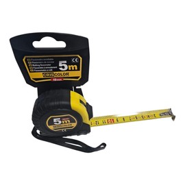 CrisColor Professional 5M Self Closing Tape Measure Metric & Inch Scale MID Precision 5M Black Yellow