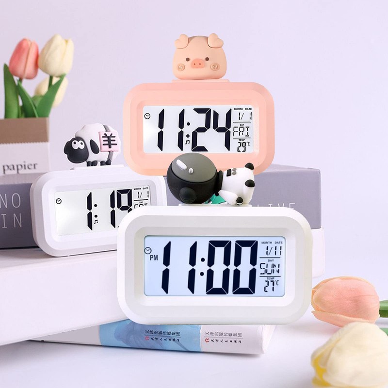 Pssopp Cute Digital Alarm Clock, Desk Shelf Clocks, Cute Electronic