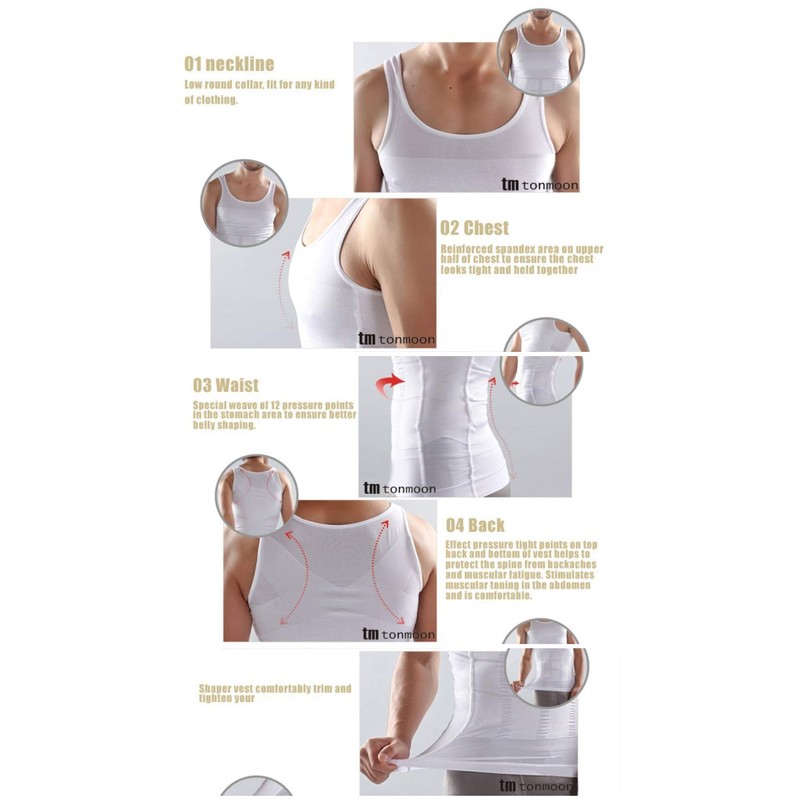 WannGe Mens Snellisce Corpo Fissante Giubbotto Camicia, Compressione Muscolare Tank