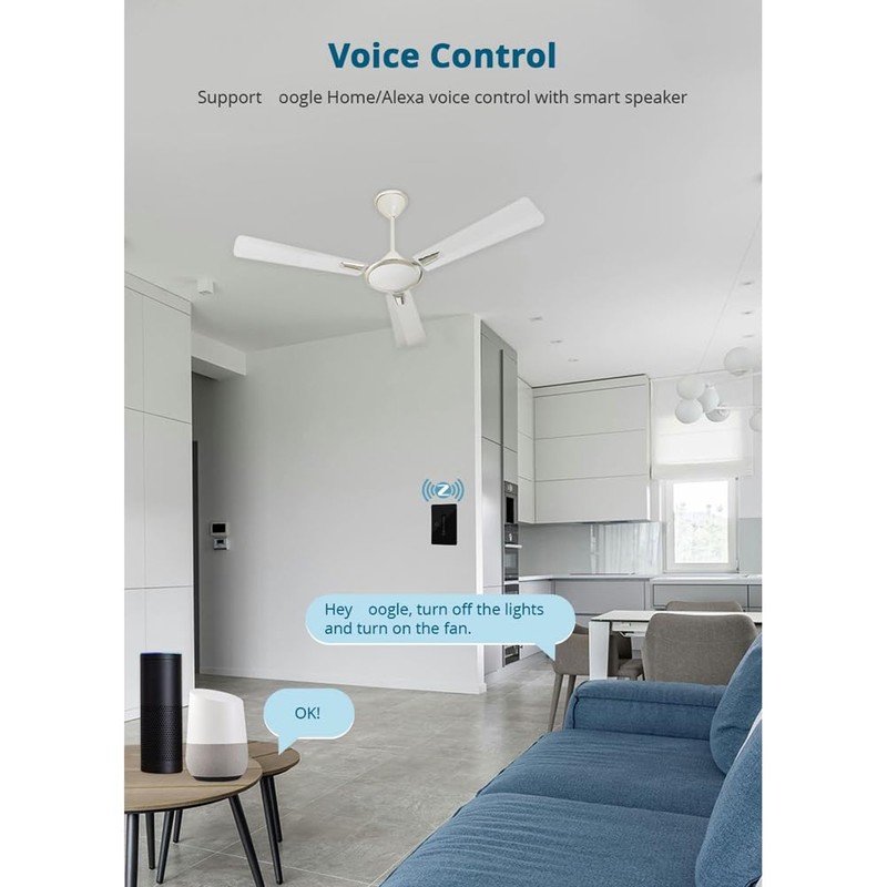 Snblzhef Zigbee Touch and Slider Fan Light Control Switch, Smart