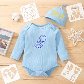 JSRQT 25 Pcs Baby Shower Stencils Baby Theme Fabric Stencils Painting Template Reusable DIY Craft Template Animal Stencil Set Paint Stencils for Clothes Onesies Bibs Shirts Shoes Drawing Stencils