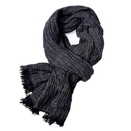 Amida Scarf, Men's, Women's, Cotton, Linen, Large, Cool, Business Stole, Simple, Autumn, navy