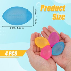 4pcs Stress Relief Balls, Assorted Colors Maltose Filled Stress Toys Durable Slow Rising Sugar Balls for Anxiety ADHD & Autism Classroom Prizes (Rugby)