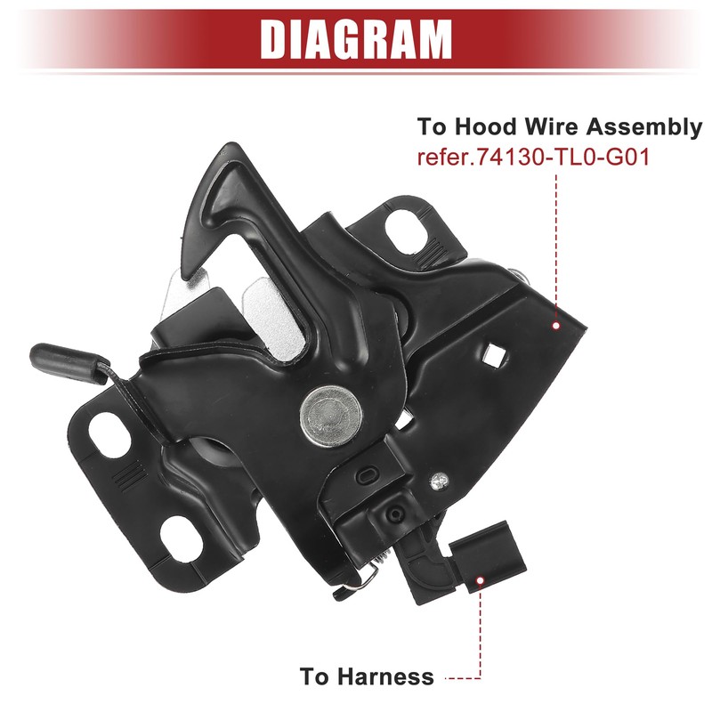 ACROPIX Engine Hood Latch Assembly No.74120-TL0-G01 Fit for Acura TSX