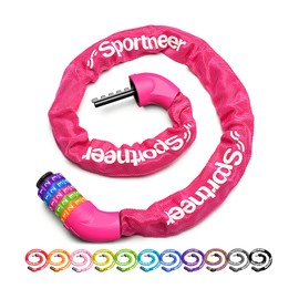 Sportneer Bike Lock: 5 Digit Combination High Security Anti Theft Bike Chain Lock - 3.2ft Heavy Duty Resettable Keyless Bicycle Lock for Bike, Motorcycle, Scooter, Door & Gate - 6mm Thick