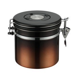 Home Bay Coffee Canister 0.9L, Airtight Coffee Container with Date Tracker Lid, Stainless Steel Canister for Kitchen Food Storage, Black-Copper Gradient (1200 ml)