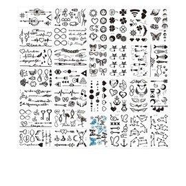 Fake Tattoos Temporary Tattoo Dark Series Small Pattern Behind The Ear Ankle Wrist Sticker Personality Waterproof Men and Women Simulation Black Small Tattoo