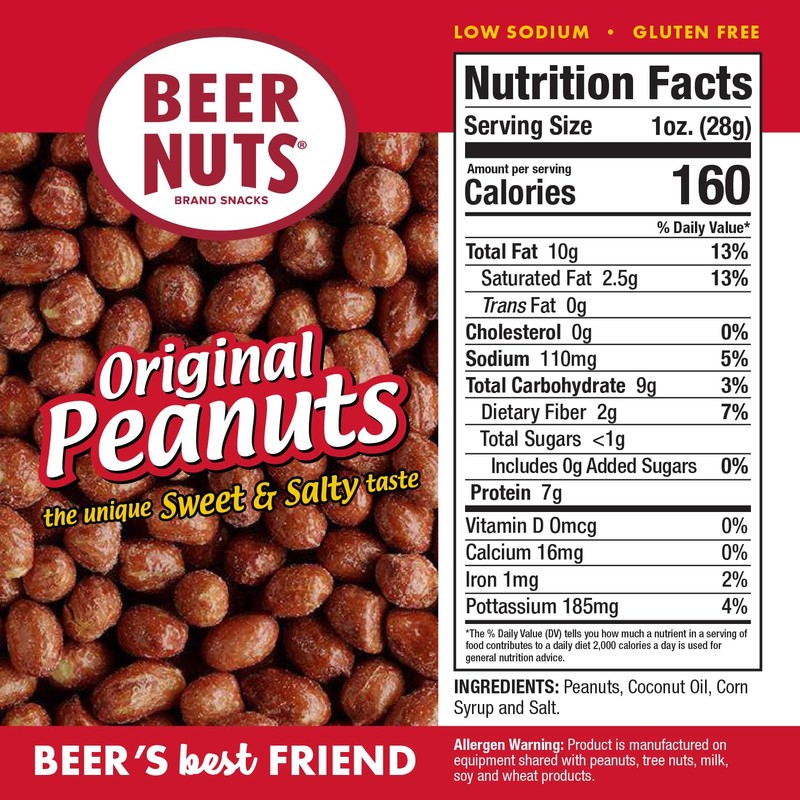 BEER NUTS Original Peanuts - Sweet & Salty Bar Nuts