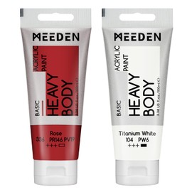 MEEDEN Acrylic Paint Rose Red: 100ml Heavy Body Acrylic Paint Tube Bundled with Additional Titanium White Colour for Art Craft Painting