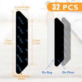 Quelcc 32 Pieces Anti-Slip Rug Grippers, Washable Reusable Rug Grippers from Rug to Carpet, Rug Pads For Laminate Floor and Wooden Floors, Carpet Grippers or All Kinds Of Rugs